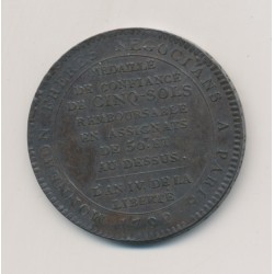 Monneron 5 Sols au pacte fédératif - 1792 - AN 4 2