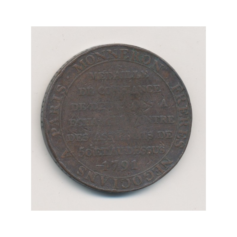 Monneron 2 Sols à la liberté assise - 1791 - AN 3