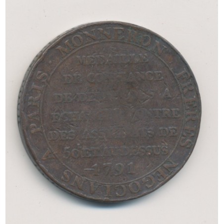Monneron 2 Sols à la liberté assise - 1791 - AN 3
