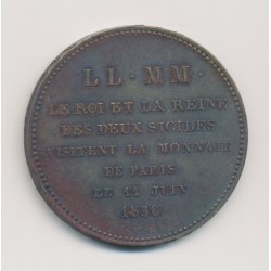 Module 5 Francs - Charles X - Roi et reine de Sicile visite monnaie de paris - 1830 Paris - bronze 2