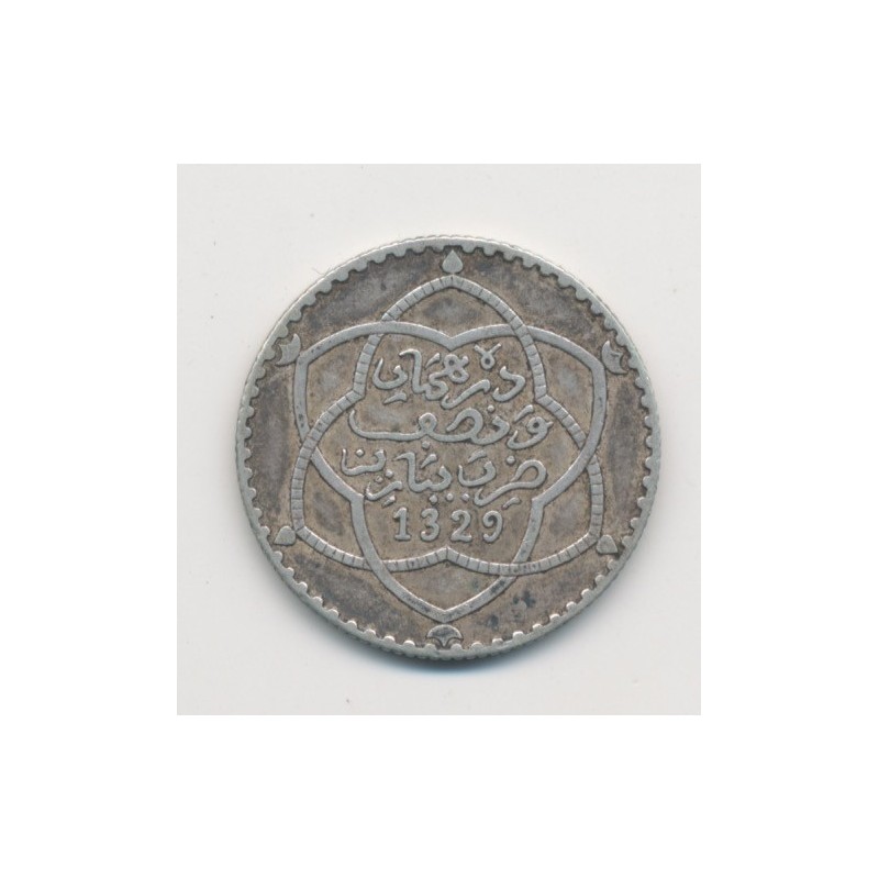 Maroc - 2 1/2 Dirhams - 1911 - Paris - Moulay Hafid I - argent