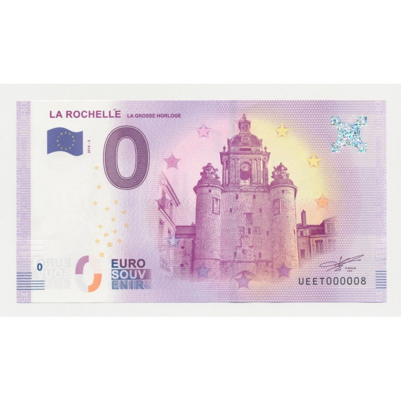 Billet Touristique O Euro - Grosse Horloge - 2018 - Numéro 000008