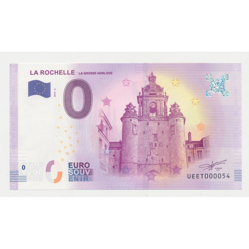 Billet Touristique O Euro - Grosse Horloge - 2018 - Numéro 000054