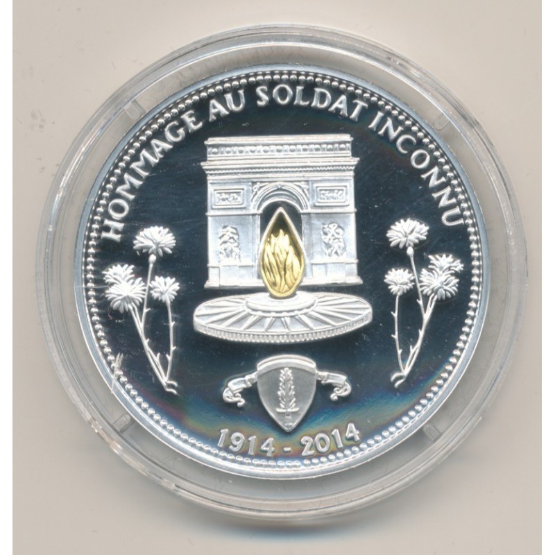 Médaille - Hommage au soldat inconnu - 100e anniversaire de la grande guerre - argent 
