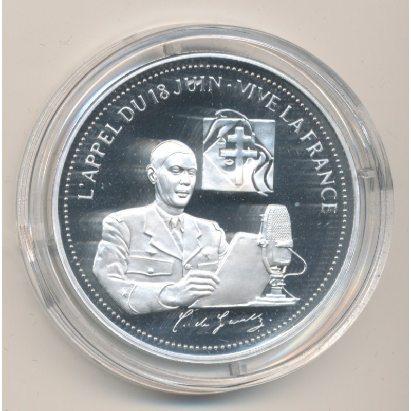 Médaille - L'appel du 18 juin - De Gaulle - La France Victorieuse - argent 
