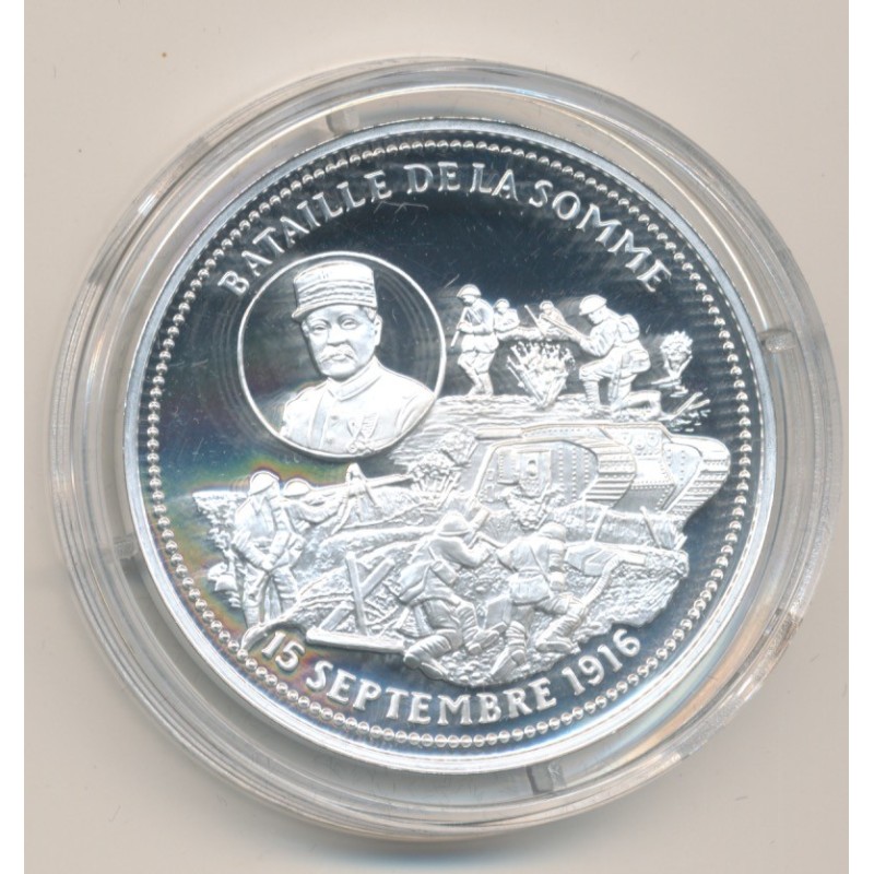 Médaille - Bataille de la Somme - 15 septembre 1916 - 100e anniversaire de la grande guerre - argent 