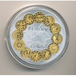 Médaille - Europe - 1 janvier 2002 - 1ère émission de l'euro
