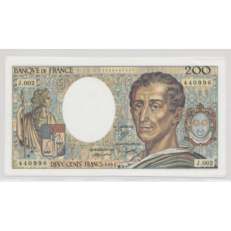 200 Francs Montesquieu - 1981 - SPL+