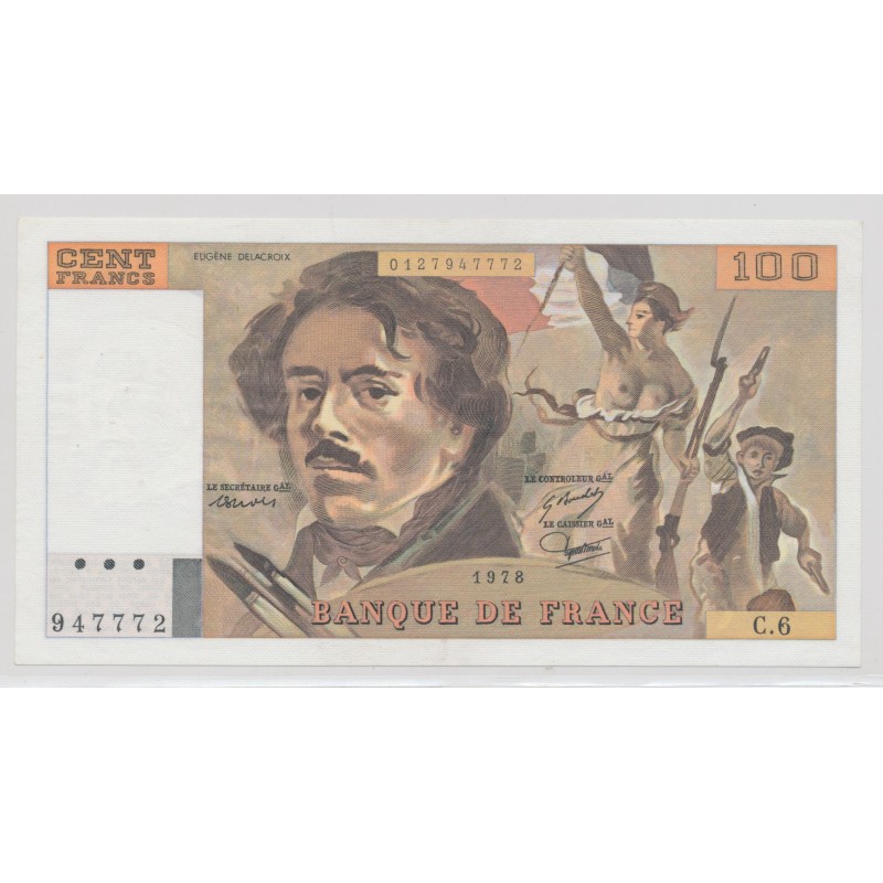 100 Francs Delacroix - 1978 - C.6 - SPL