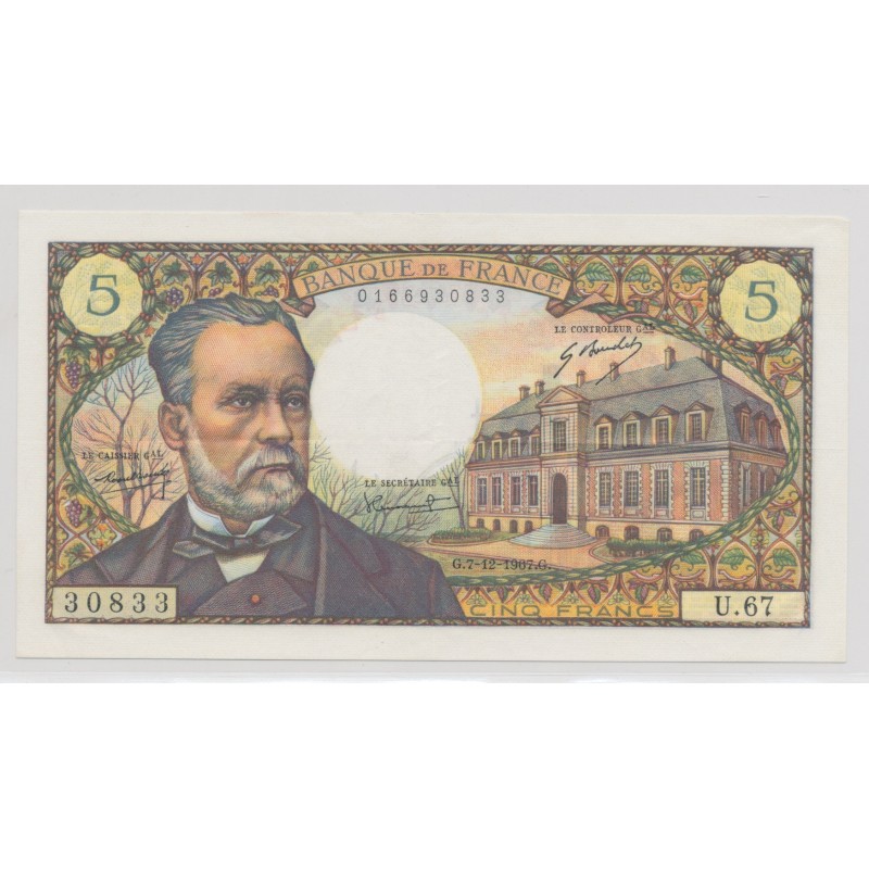 5 Francs pasteur - 7.12.1967 - U.67 - TTB+
