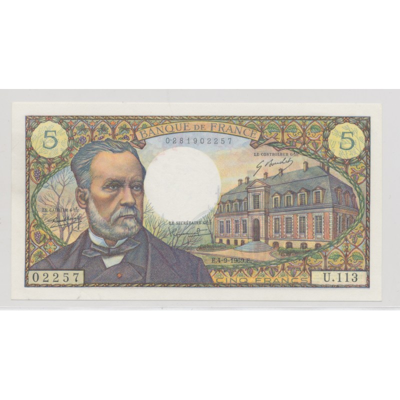 5 Francs pasteur - 4.09.1969 - U.113 - SPL