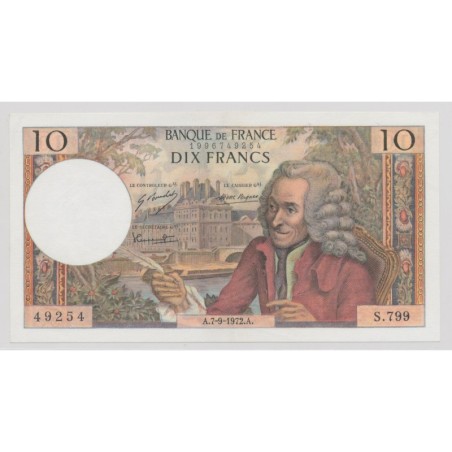 10 Francs Voltaire - 7.09.1972 - S.799 - SPL