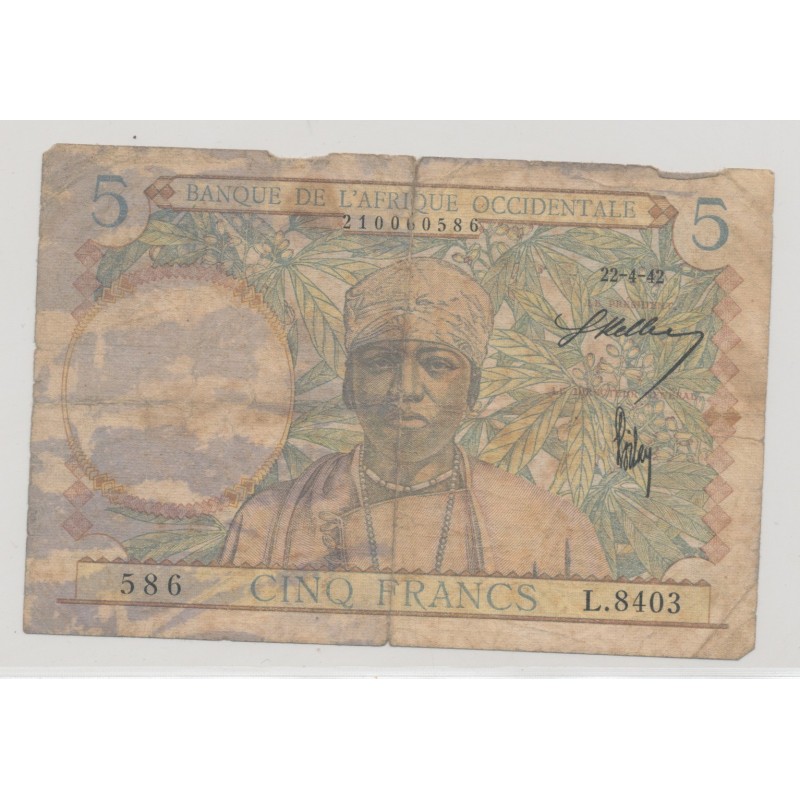 Afrique occidentale - 5 Francs - 1942 - TB