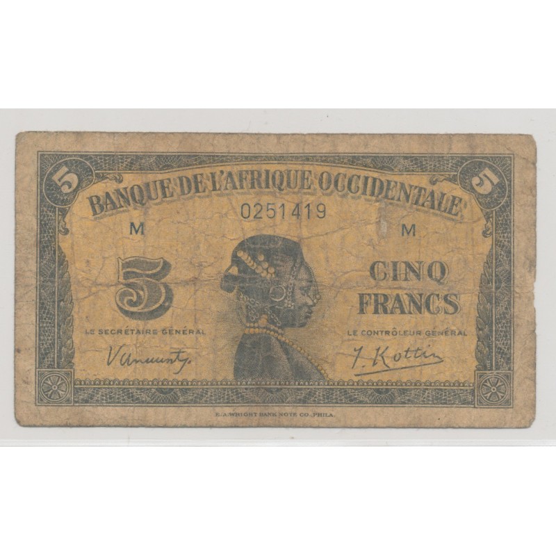 Afrique occidentale - 5 Francs - 1942 - TB