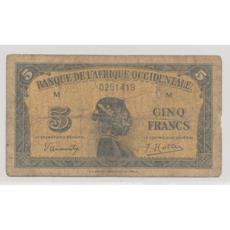 Afrique occidentale - 5 Francs - 1942 - TB