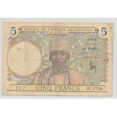 Afrique occidentale - 5 Francs - 1942 - TB