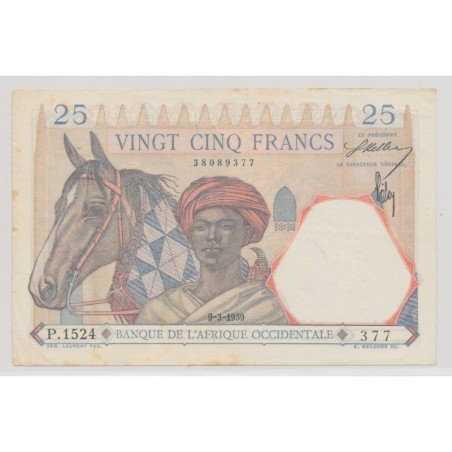 Afrique occidentale - 25 Francs - 9.03.1939 - TTB