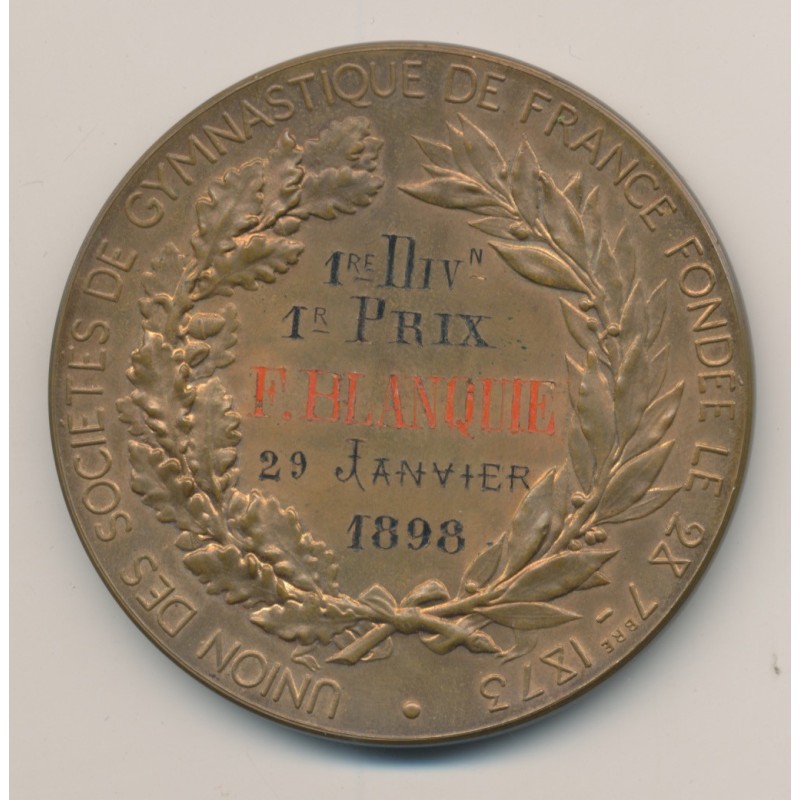 Médaille - Société de gymnastique de France - 1898 - bronze