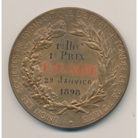 Médaille - Société de gymnastique de France - 1898 - bronze