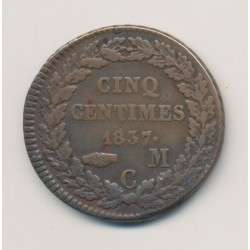 Monaco - 5 centimes - 1837 MC - Honoré V 2