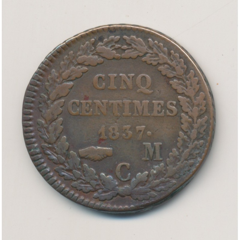 Monaco - 5 centimes - 1837 MC - Honoré V