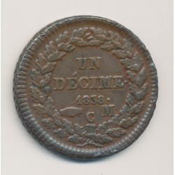 Monaco - 1 Décime - 1838 MC - Honoré V 2