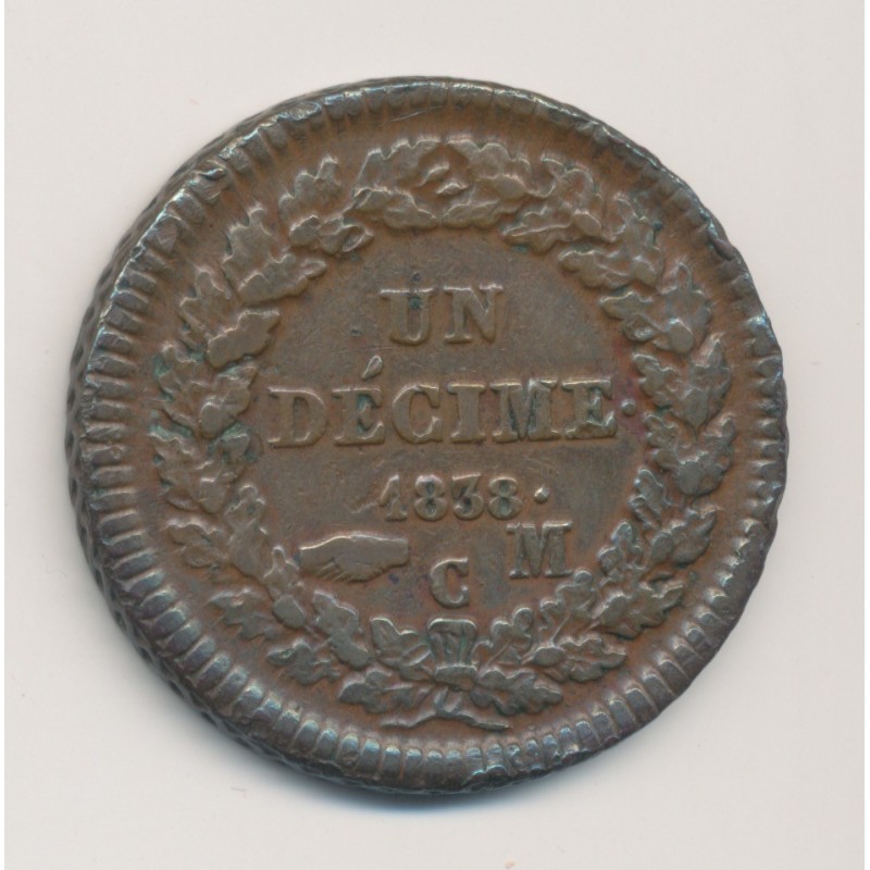 Monaco - 1 Décime - 1838 MC - Honoré V