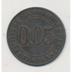 Troyes - 5 centimes - société de consommation de l'est 