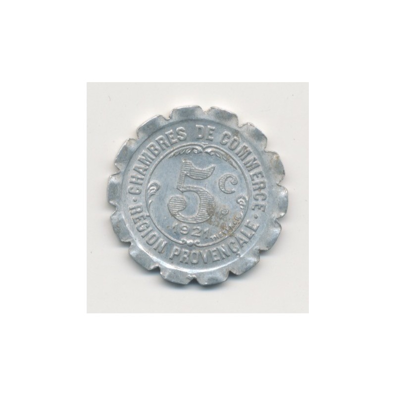Région provencale - 5 centimes 1921 - chambre de commerce - alu