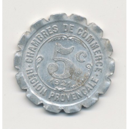 Région provencale - 5 centimes 1921 - chambre de commerce - alu