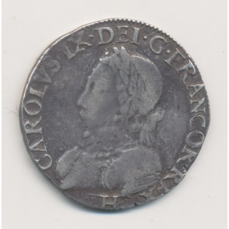 Henri III ( au nom Charles IX ) - Teston - 1575 H La Rochelle