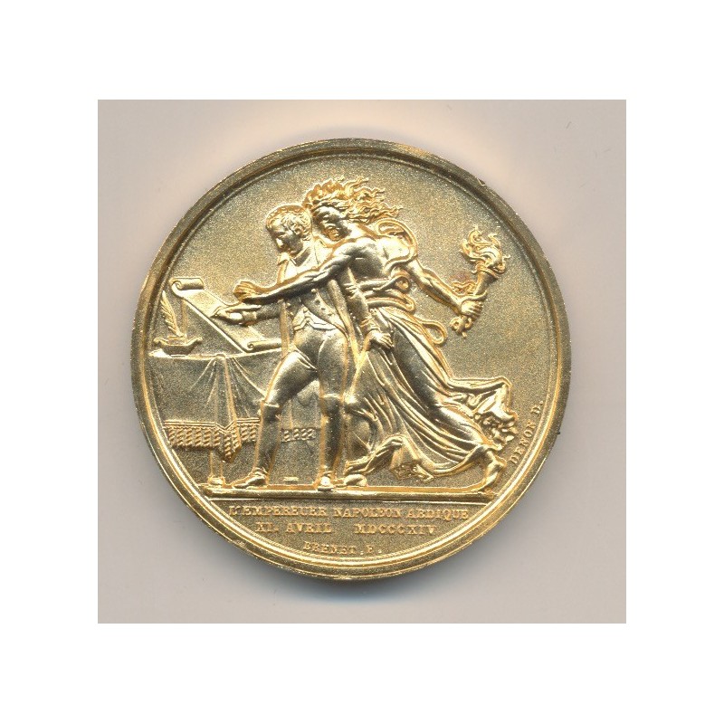 Médaille - L'empereur Napoleon abdique - 1814 - refrappe - Collection Napoléon Empereur - bronze