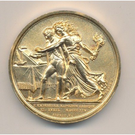 Médaille - L'empereur Napoleon abdique - 1814 - refrappe - Collection Napoléon Empereur - bronze
