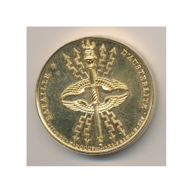 Médaille - Bataille d'Austerlitz - 1805 - refrappe - Collection Napoléon Empereur - bronze