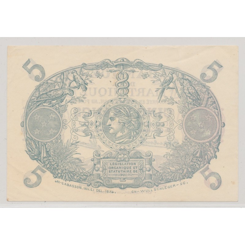 Billet - 5 Francs Cabasson Type 1901 violet - Martinique