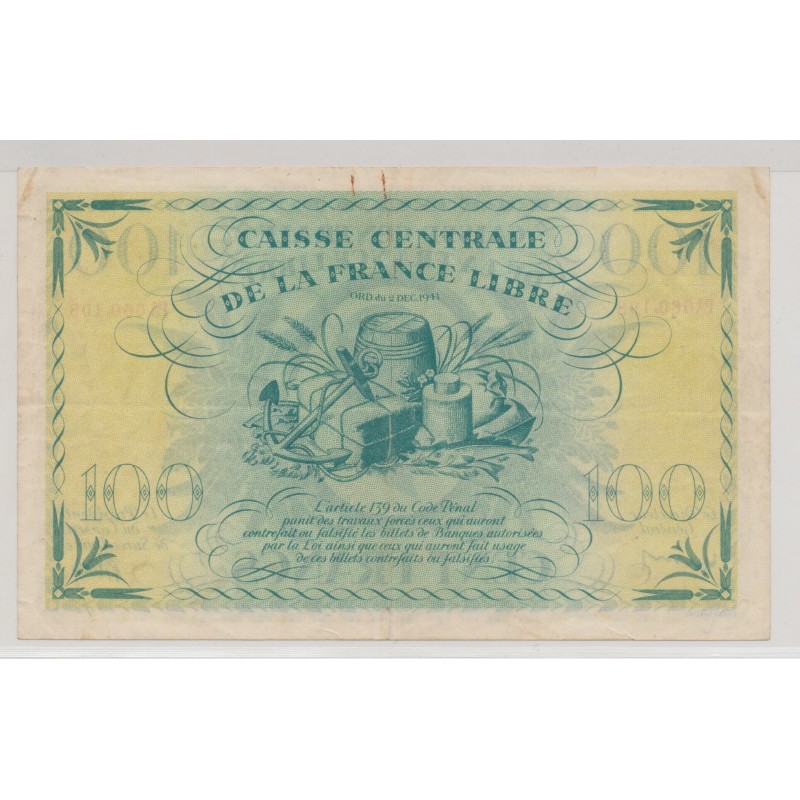 Billet - 100 Francs - Reunion - Caisse centrale de la France libre
