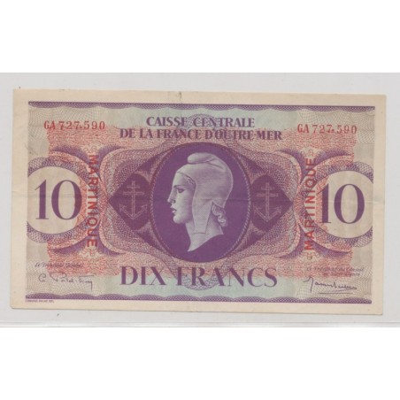 Billet - 10 Francs Martinique - Caisse centrale de la France d'outremer 