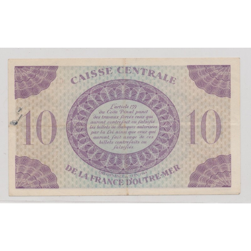 Billet - 10 Francs Martinique - Caisse centrale de la France d'outremer 