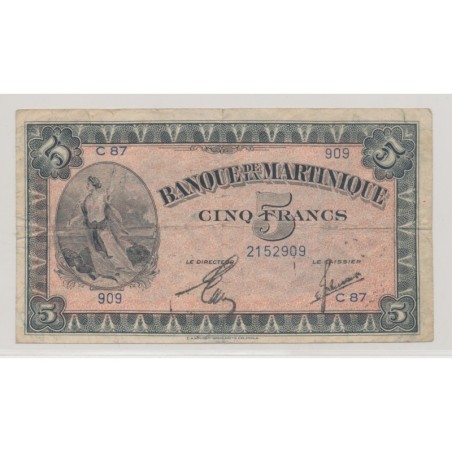 Billet - 5 Francs Type 1942 - Martinique - TTB