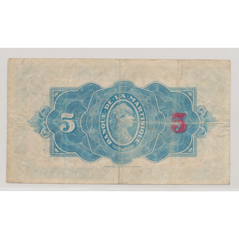 Billet - 5 Francs Type 1942 - Martinique - TTB