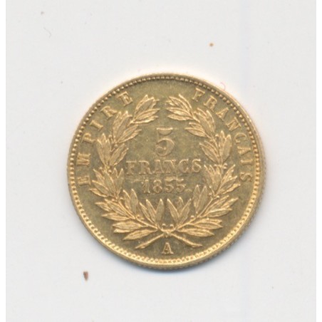 Napoléon III Tête nue - 5 Francs Or Petit module - 1855 A Paris