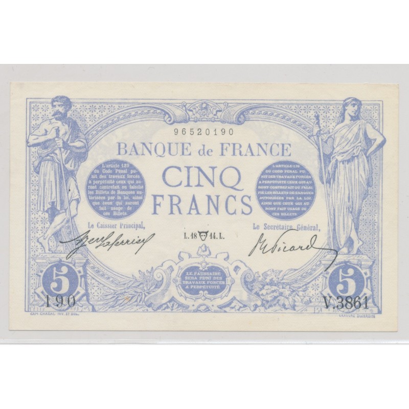 5 Francs Bleu - 18.04.1914