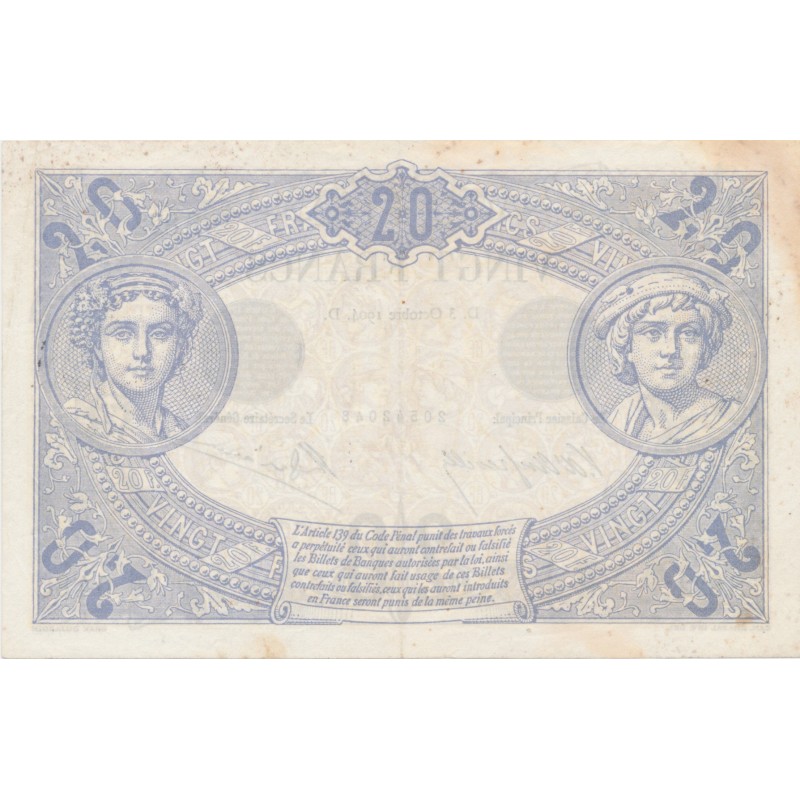 20 Francs Noir 3.10.1904