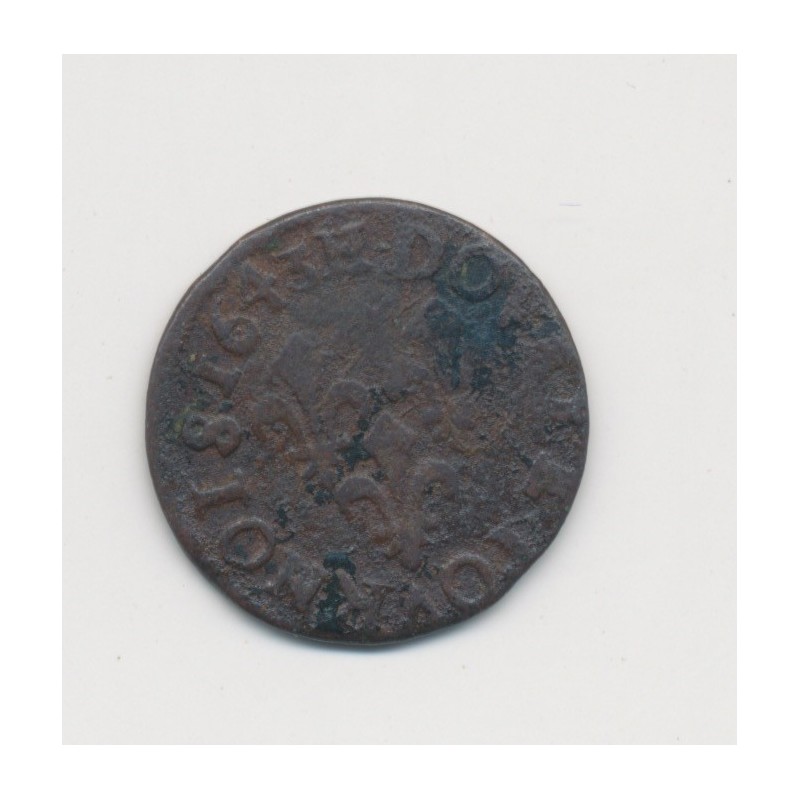 Louis XIII - Double tournois - 1643 H La rochelle