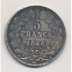 5 Francs Louis philippe I - 1846 A Paris - SUP 2