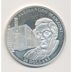 Libéria - 20 Dollars 2003 - Alessandro Manzoni - argent BE