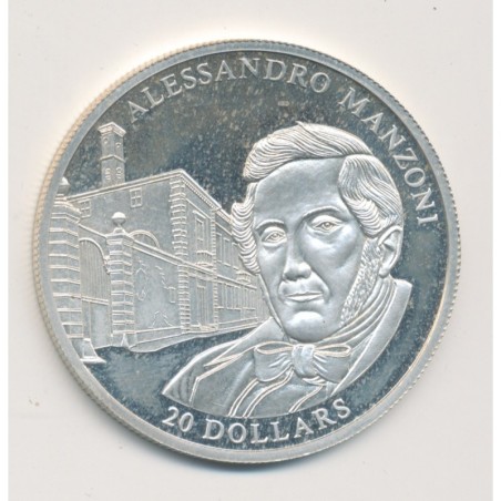 Libéria - 20 Dollars 2003 - Alessandro Manzoni - argent BE