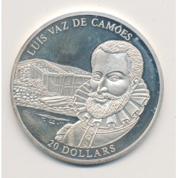 Libéria - 20 Dollars 2003 - Luis vaz de camoes - argent BE