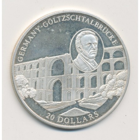 Libéria - 20 Dollars 2004 - Germany/Goltzschtalbrucke - argent BE