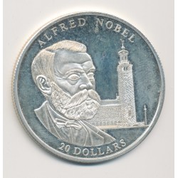 Libéria - 20 Dollars 2004 - Alfred Nobel - argent BE